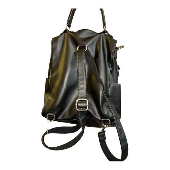 Moda Luxe Convertible Black Leather Backpack - Picture 2 of 10